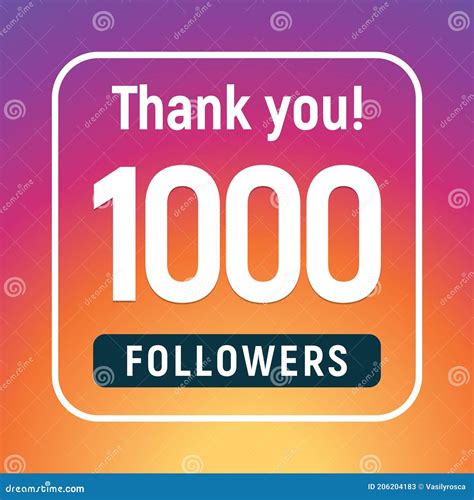 1000 Followers Vector Greeting Social Card Thank You Followers