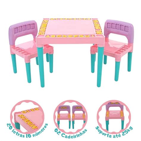 Mesa Infantil Cadeira Educativa Para Crian As Tritec Rosa