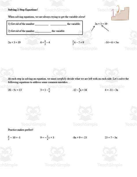 Solving Step Equations Guided Notes Homework Set By Teach Simple