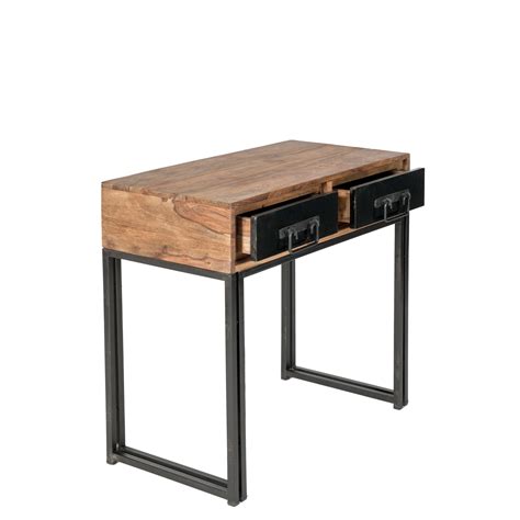 Console Avec 2 Tiroirs Design Industriel Coloris Marron Et Noir Avec