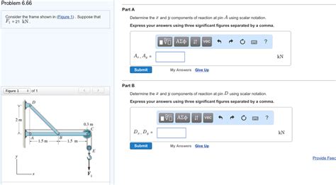 Solved Determine The X And Y Components Of Reaction At Pin A