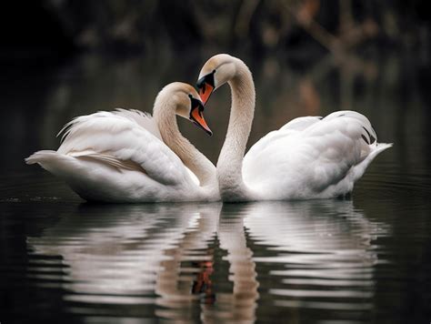 Dos Cisnes Formando Un Coraz N Con El Cuello Foto Premium