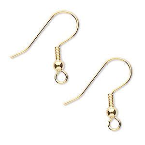 Ear Wire Gold Finished Stainless Steel Mm Fishhook With Mm Ball