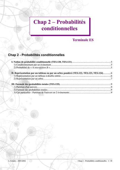 Math Matique En Terminale S Probabilit S Conditionnelles