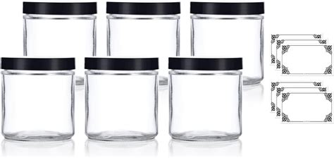 16 Oz Large Clear Thick Glass Jar With White Foam Lined Lid 6 Pack