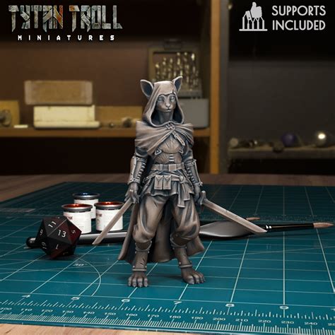 Dnd Heroes Tabaxi Fighters Pre Supported D Model D Printable