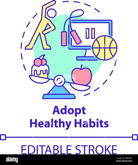 Adopt Healthy Habits Concept Icon Stock Vector Image And Art Alamy