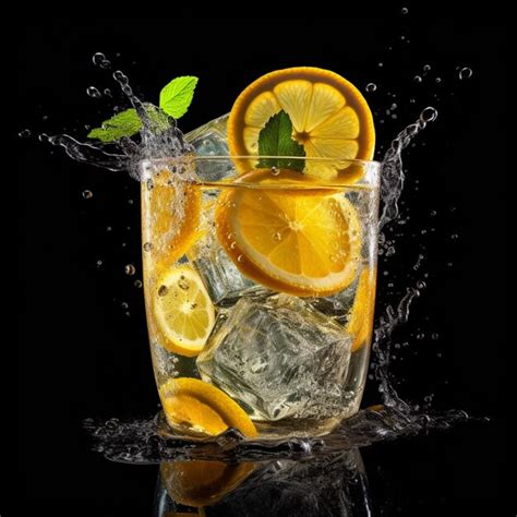 Premium Ai Image There Is A Glass Of Water With Lemon Slices And Ice