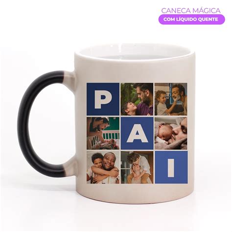 Caneca Pai Personalizada Suas Fotos Mosaico M Gica Ou Colorida