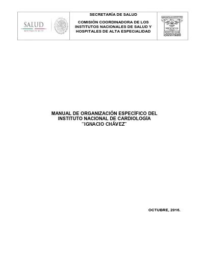 MANUAL DE ORGANIZACIÓN ESPECÍFICO DEL INSTITUTO NACIONAL DE CARDIOLOGÍA