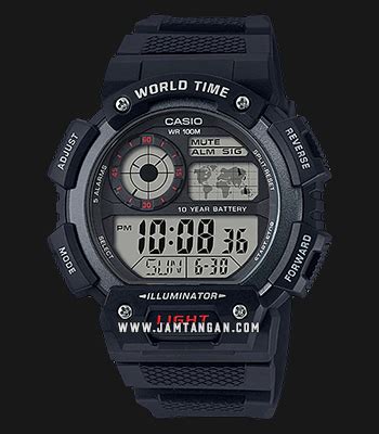 Casio General Ae Wh Avdf Men Digital Dial Black Resin Band