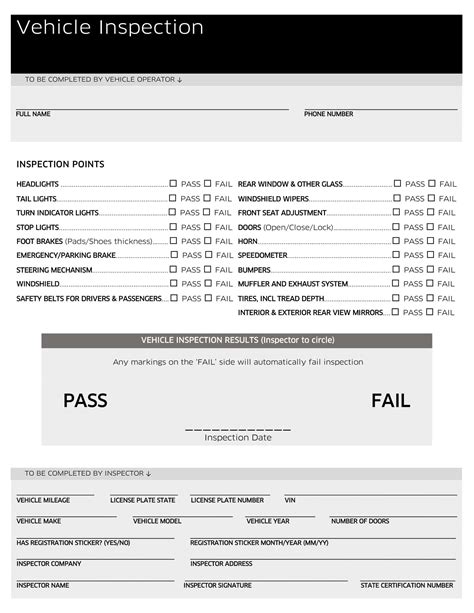 Free Printable Vehicle Inspection Form Templates Pdf Word Editable