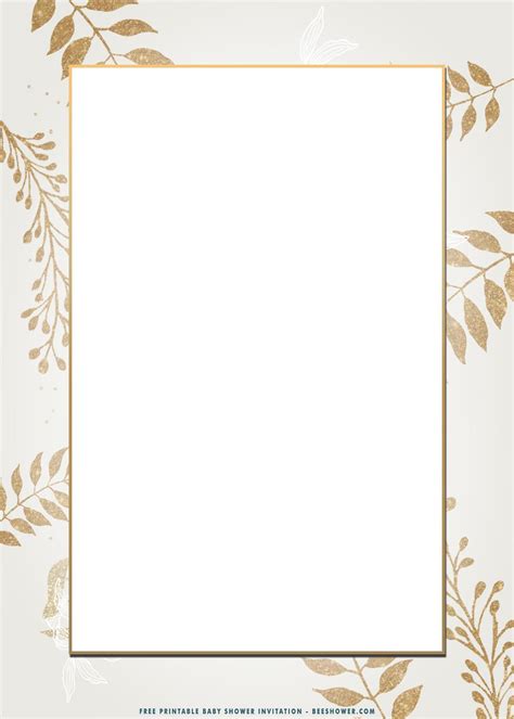 Get Free Printable Modern Gold Frame Birthday Invitation Templates