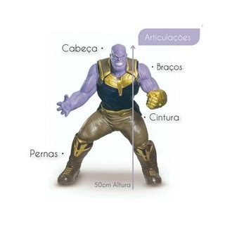 Boneco Thanos Gigante Cm Articulado Vinil Vingadores Linha Premium