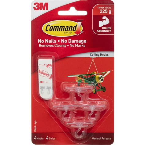 3m Command Ceiling Hook 4 Pack Woolworths