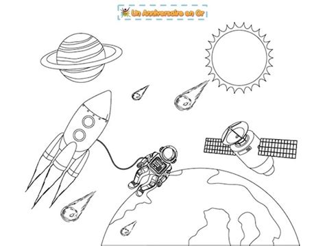 Coloriage Voyage Dans L Espace Un Anniversaire En Or