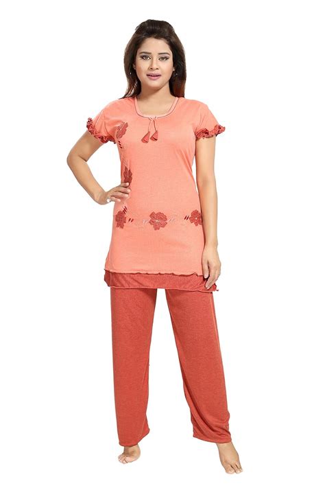 Buy Noty Womens Cotton Floral Night Suit Pack Of 2 Rsns1peach