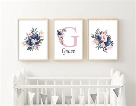 Quadro Infantil Nome Floral Aquarela Elo