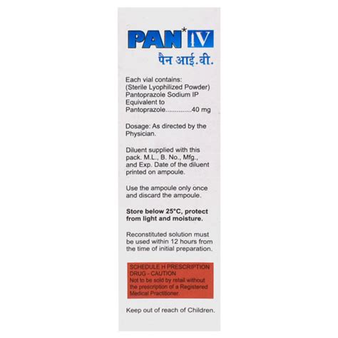 Pan Iv 40mg Injection 1s Price Uses Side Effects Netmeds