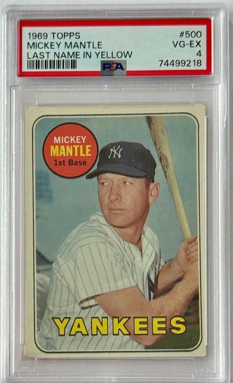 Topps Mickey Mantle Last Name In Yellow Psa Vg Ex Free