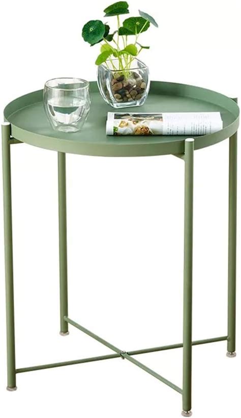 GOLDFAN Table D Appoint Ronde Table De Chevet Petite Avec Plateau