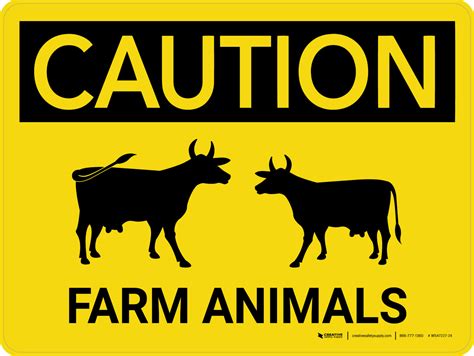 Caution Farm Animals Cow Icons Landscape Wall Sign