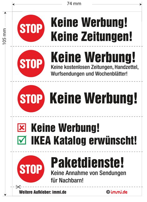 12 Bitte Keine Werbung Aufkleber STOP Briefkastenwerbung