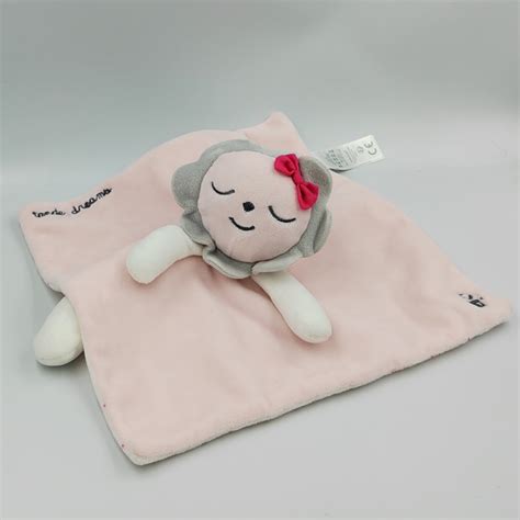 Doudou Plat Fleur Rose Blanc Pois OBAIBI