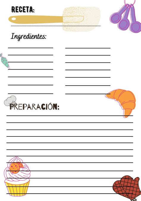 Hoja Recetario En Tarjetas De Recetas Imprimibles Imprimibles