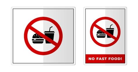 Premium Vector No Fast Food Sign Label Symbol Icon Vector Illustration