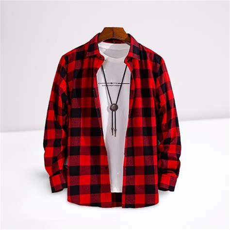 Jual Kemeja Kotak Cowok Hem Flanel Pria Lengan Panjang Kemeja Flanel Merah Pria Baju Kotak