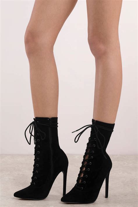 Black Steve Madden Heels Lace Up High Heels Black Pointed Toe