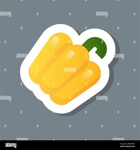 Fresh Yellow Pepper Sticker Tasty Vegetable Icon Healthy Food Concept