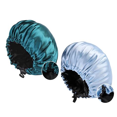 2 Stück Damen Satin Schlafmütze Seiden haube für lockiges Haar