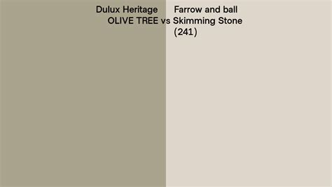 Dulux Heritage Olive Tree Vs Farrow And Ball Skimming Stone 241 Side By Side Comparison