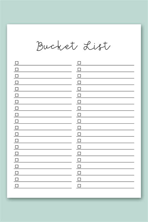 Free Bucket List Printable Example 8 Mom Envy