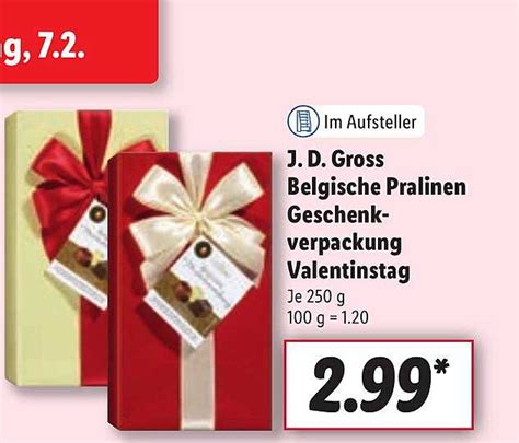 J D Gross Belgische Pralinen Geschenk Verpackung Valentinstag Angebot