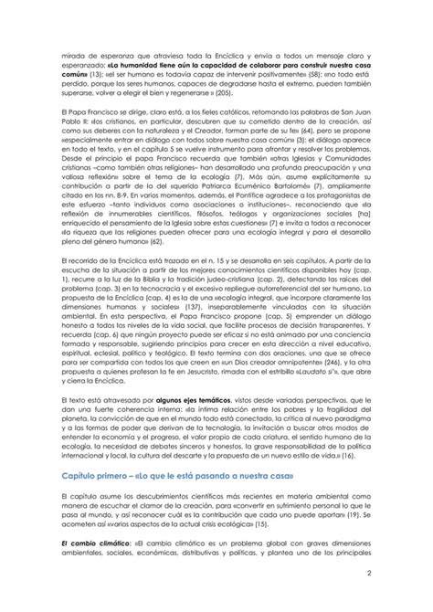 Resumen De La Enc Clica Laudato Si Pdf