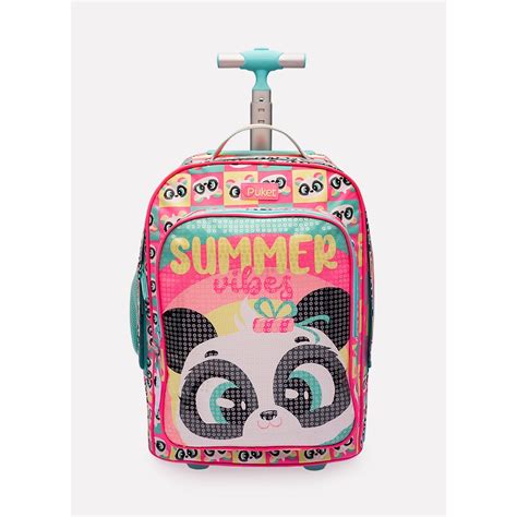 Mochila Escolar Rodinha Panda Summer Puket Shopee Brasil