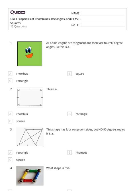 Properties Of Rhombuses Worksheets On Quizizz Free Printable