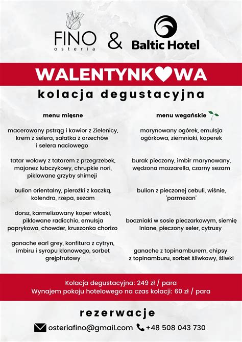 Walentynkowa Kolacja Degustacyjna Osteria Fino Gdynia Starodworcowa