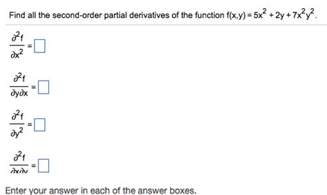 Solved Find All The Second Order Partial Derivatives Of The Chegg