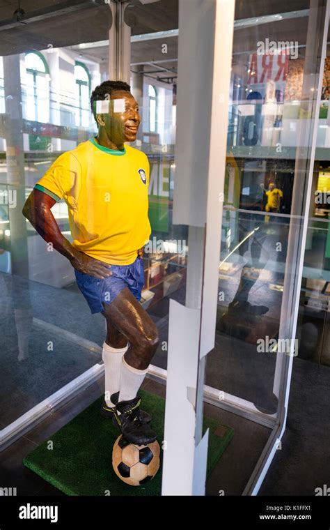 Pele wax figure on display at the Pele Museum Museu Pelé dedicated