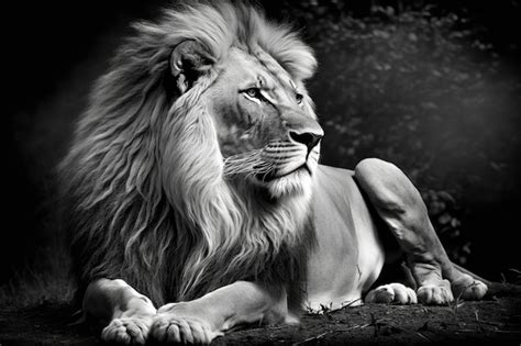 Premium AI Image | Black and white Lion King