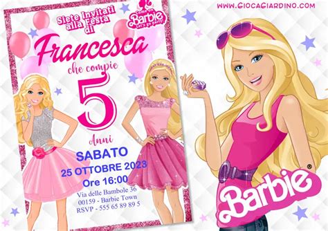 Invito Di Compleanno Di Barbie Cartoon Compila PDF E Stampa