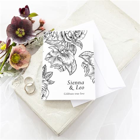 Engraved Roses Trifold Wedding Invitations Be My Guest Design