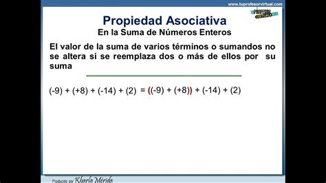 NÚMEROS ENTEROS Propiedades de la suma Propiedad Asociativa YouTube