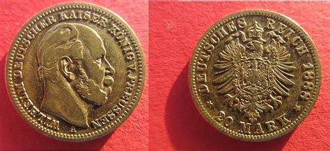 Preussen Prussia Deutsches Kaiserreich 20 Mark 1888 A Gold Kaiser