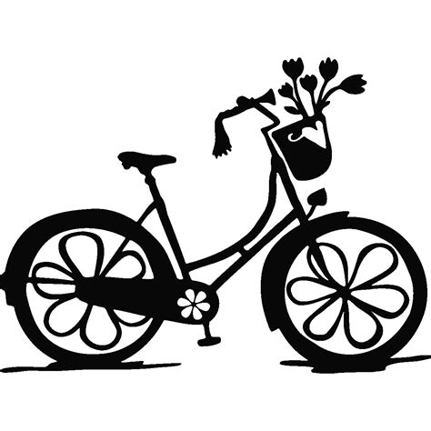 Sticker Vélo Floral Lart De La Silhouette Pochoir Silhouette Pochoir