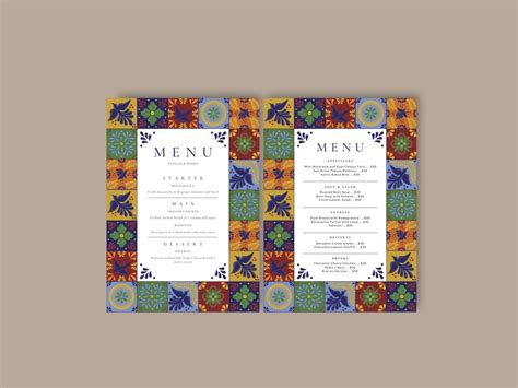 Colorful Mexican Talavera Tiles Menu Template Digital Etsy